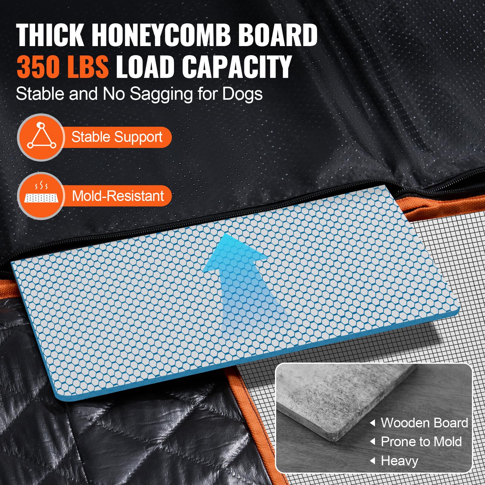 VEVOR Back Seat Extender for Dogs, Hard Bottom Car Seat Cover for Dogs Supports 350lbs,Dog Seat Cover for Back Seat Hard Bottom,